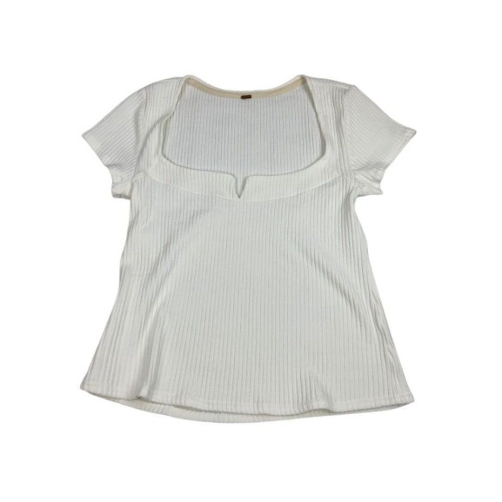 Free People Off White Ribbed Top. Sz M - Picture 3 of 3